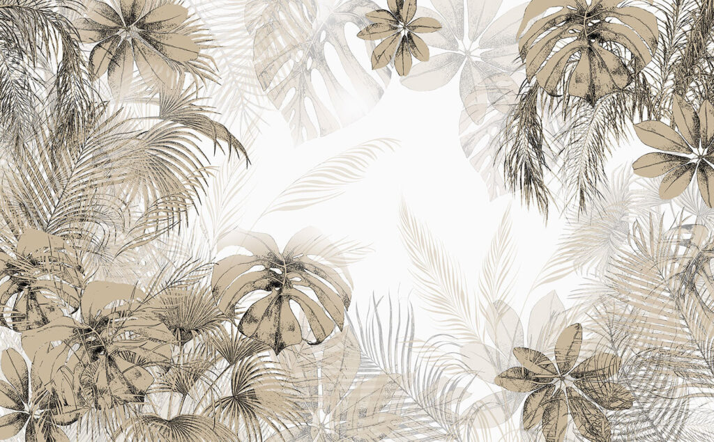 Tropical leaves, open centre — full design