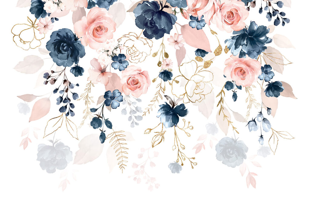 Pink and blue flowers — full design