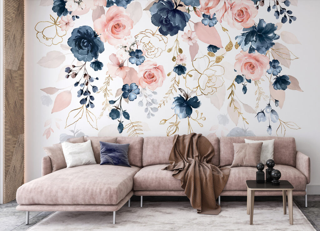 Pink and blue flowers — interior 1