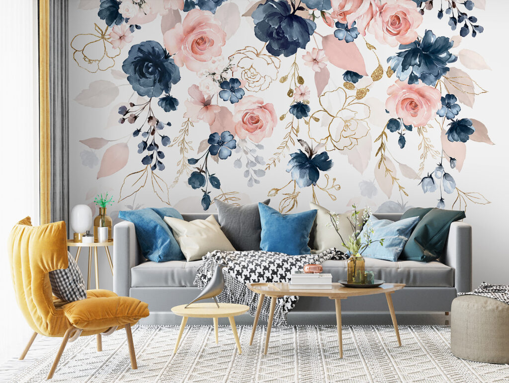 Pink and blue flowers — interior 3