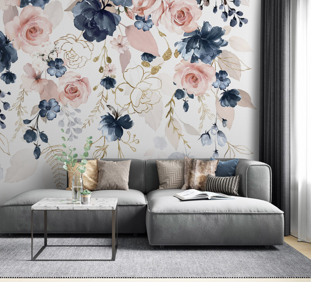 Pink and blue flowers — interior 5