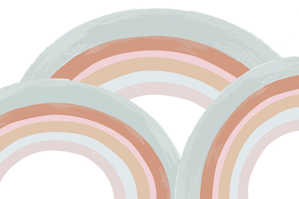 Rainbows in pastel streaks — full design