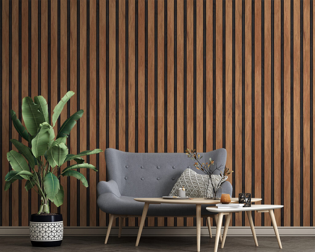 Warm brown slats — interior 1