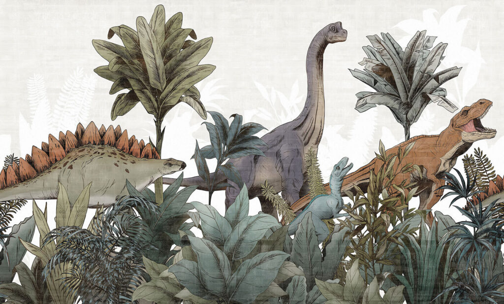 Dinosaurs among palms — full design
