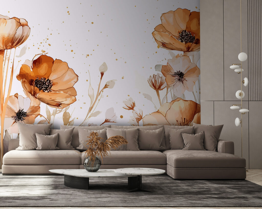 Ochre flowers in watercolour — interior 1