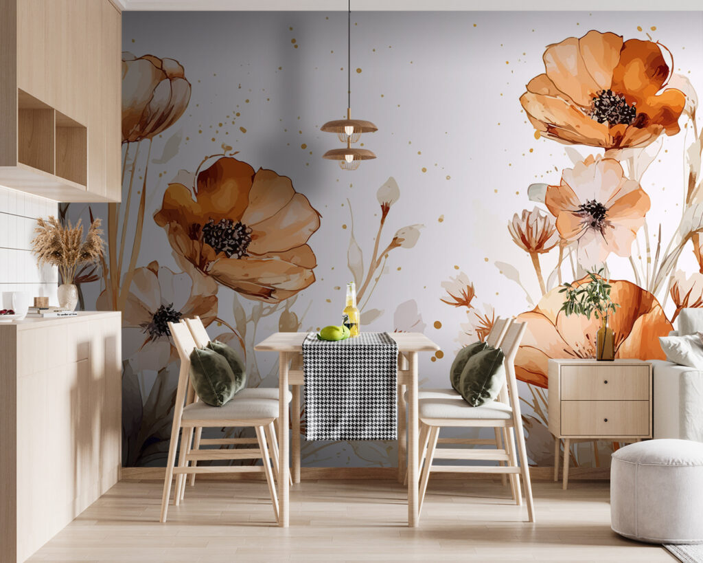 Ochre flowers in watercolour — interior 2