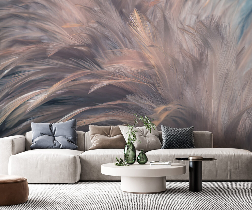 Grey feathers, pink sheen — interior 3