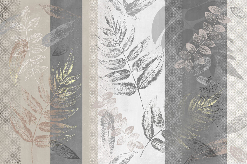 Sprigs over grey stripes — full design