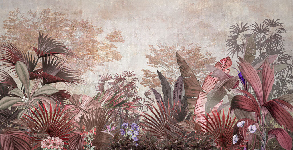 Warm jungle on beige — full design
