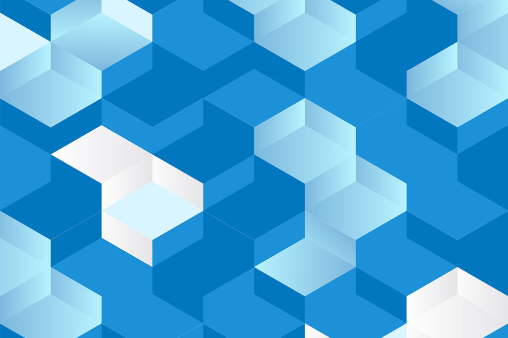 Blue blocks like steps — full design