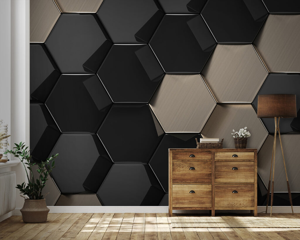 Black and beige hexagons — interior 1