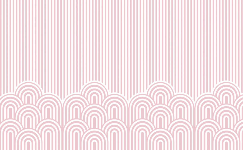 Pink stripes above arches — full design