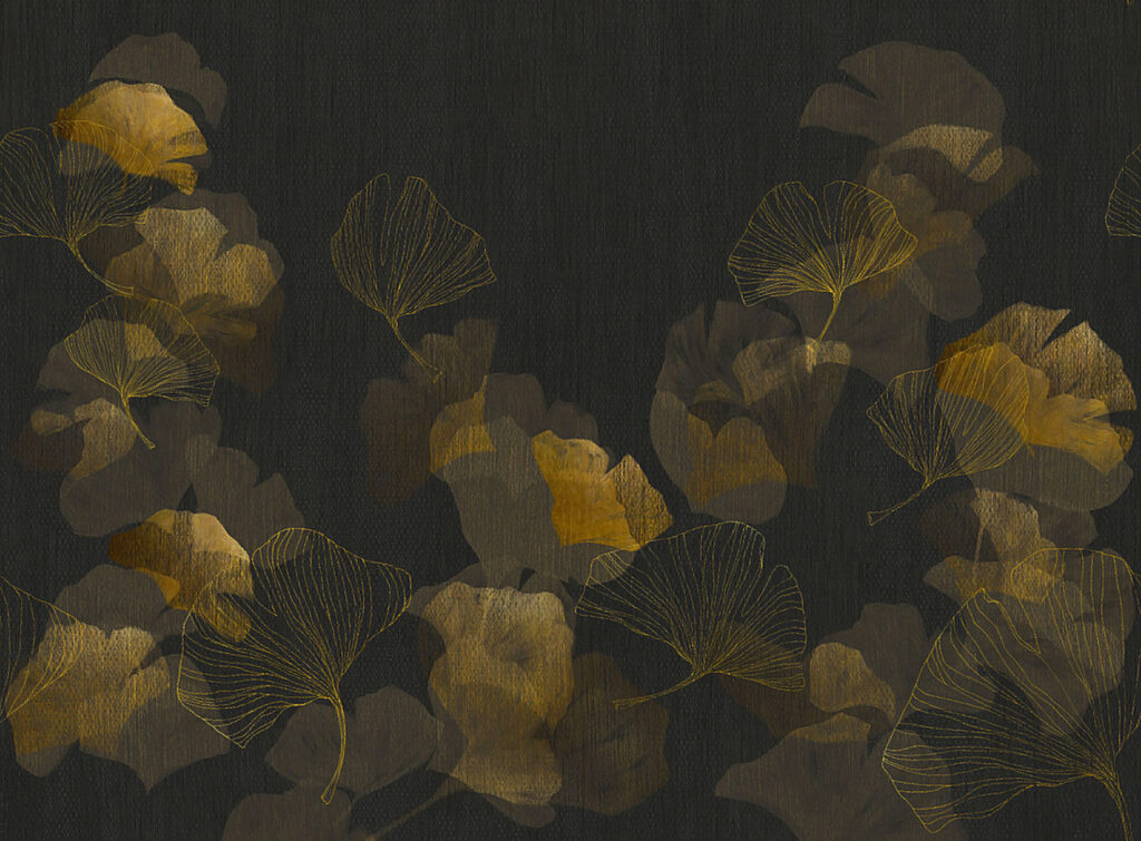 Gold leaves in darkness — full design