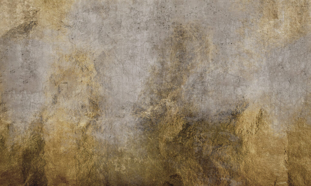 Ochre paint on grey — full design