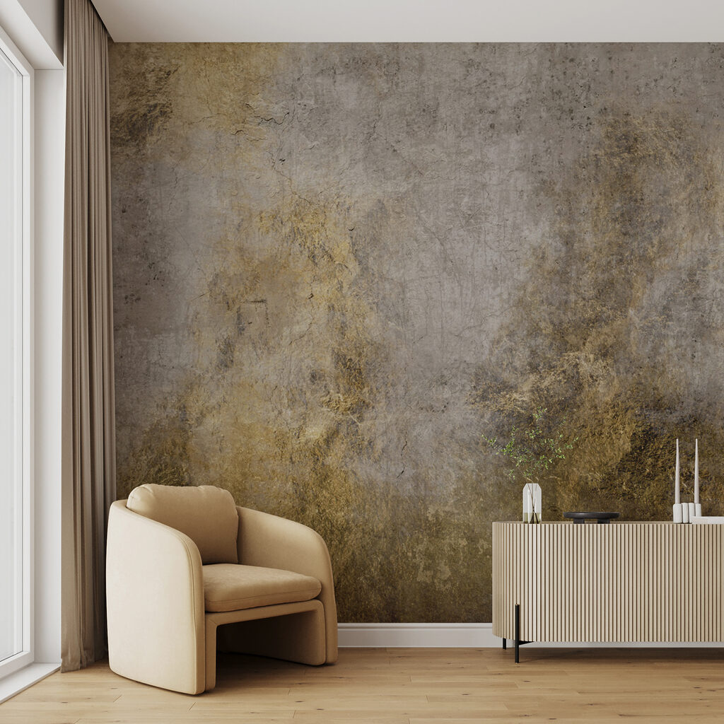 Ochre paint on grey — interior 4