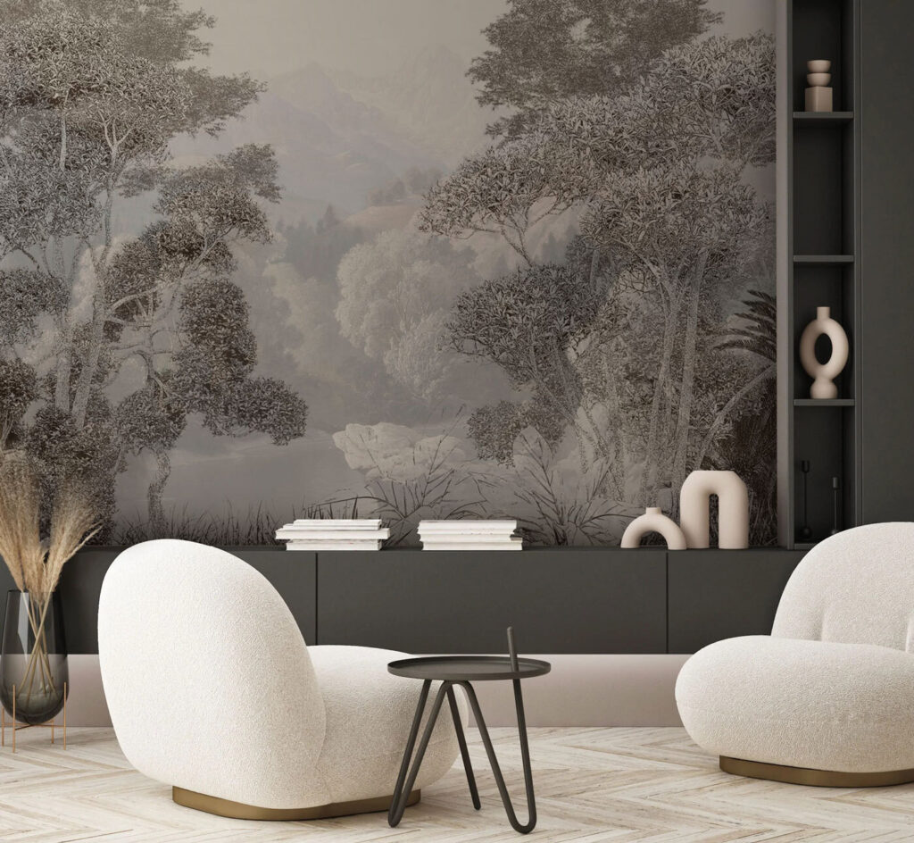 Woodland Engraving in an interior