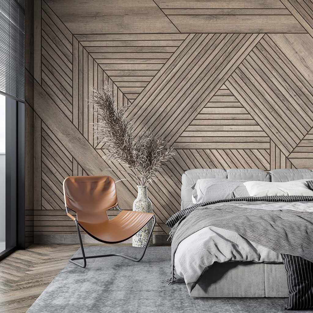 Geometric wooden slats — interior 1