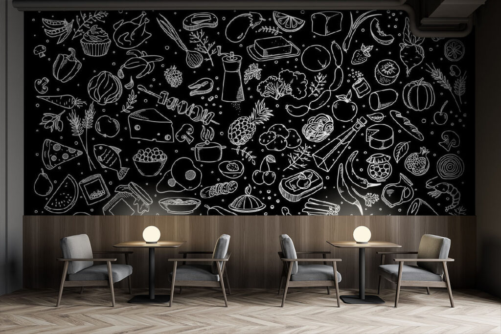 Kitchen doodles on black — interior 2