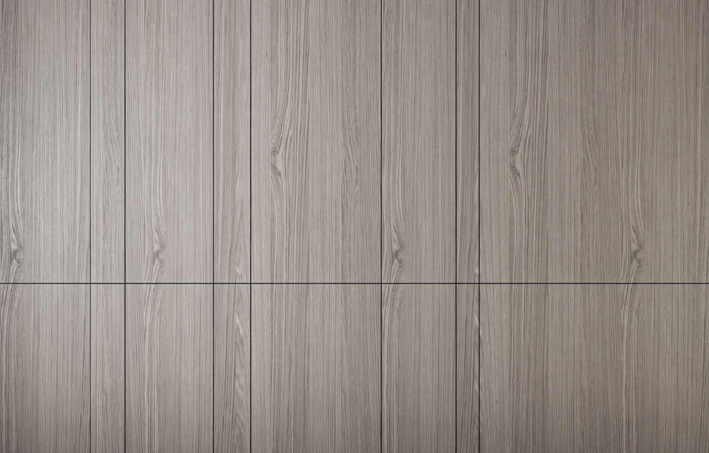 Vertical grey wood panels — full design