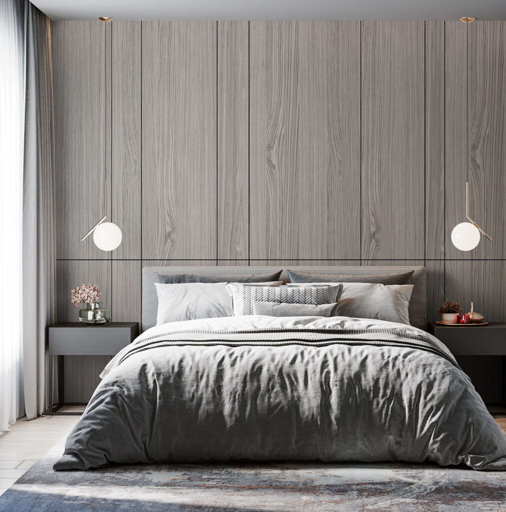 Vertical grey wood panels — interior 2
