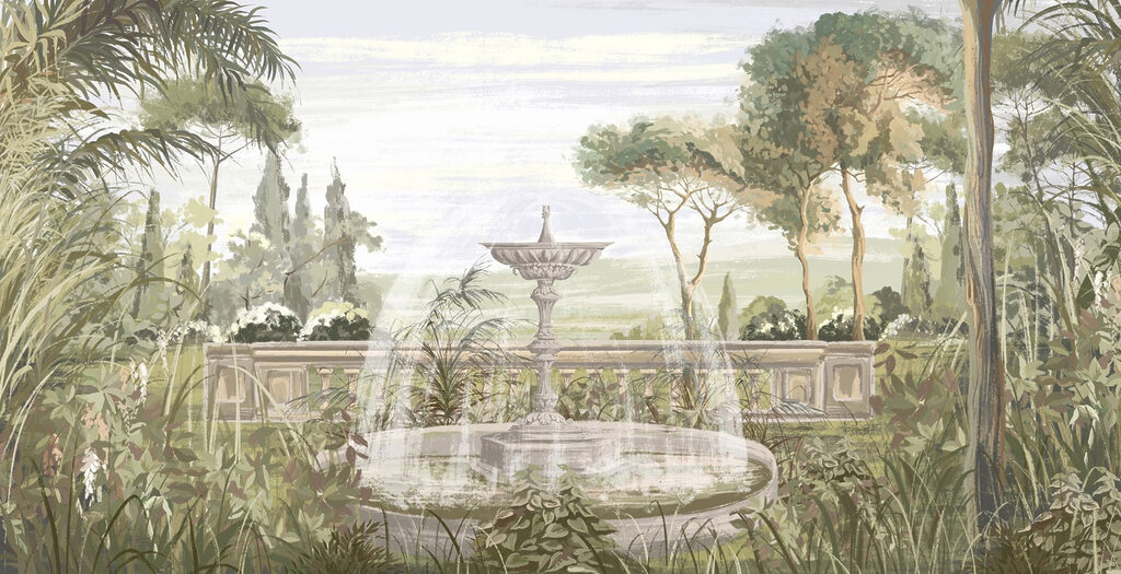 Tropical garden fountain — full design