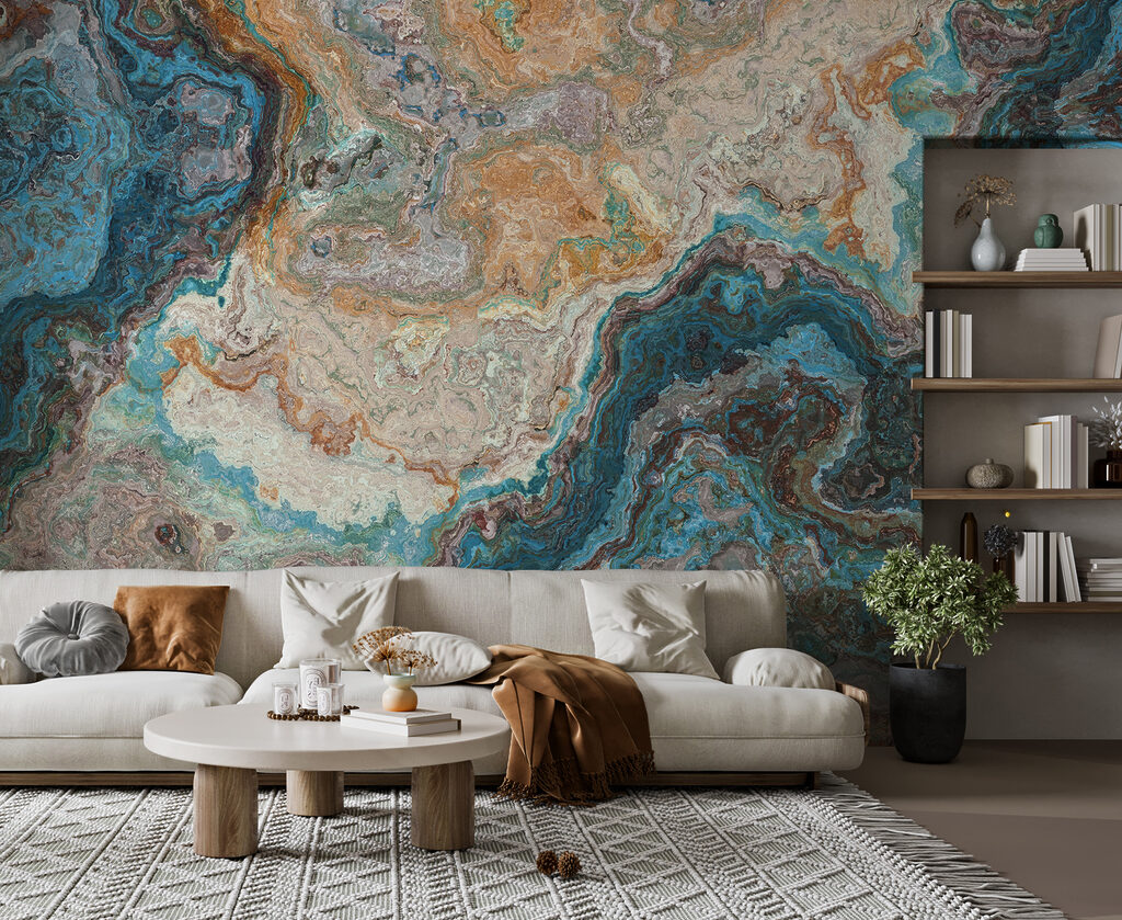 Turquoise layers with ochre — interior 1