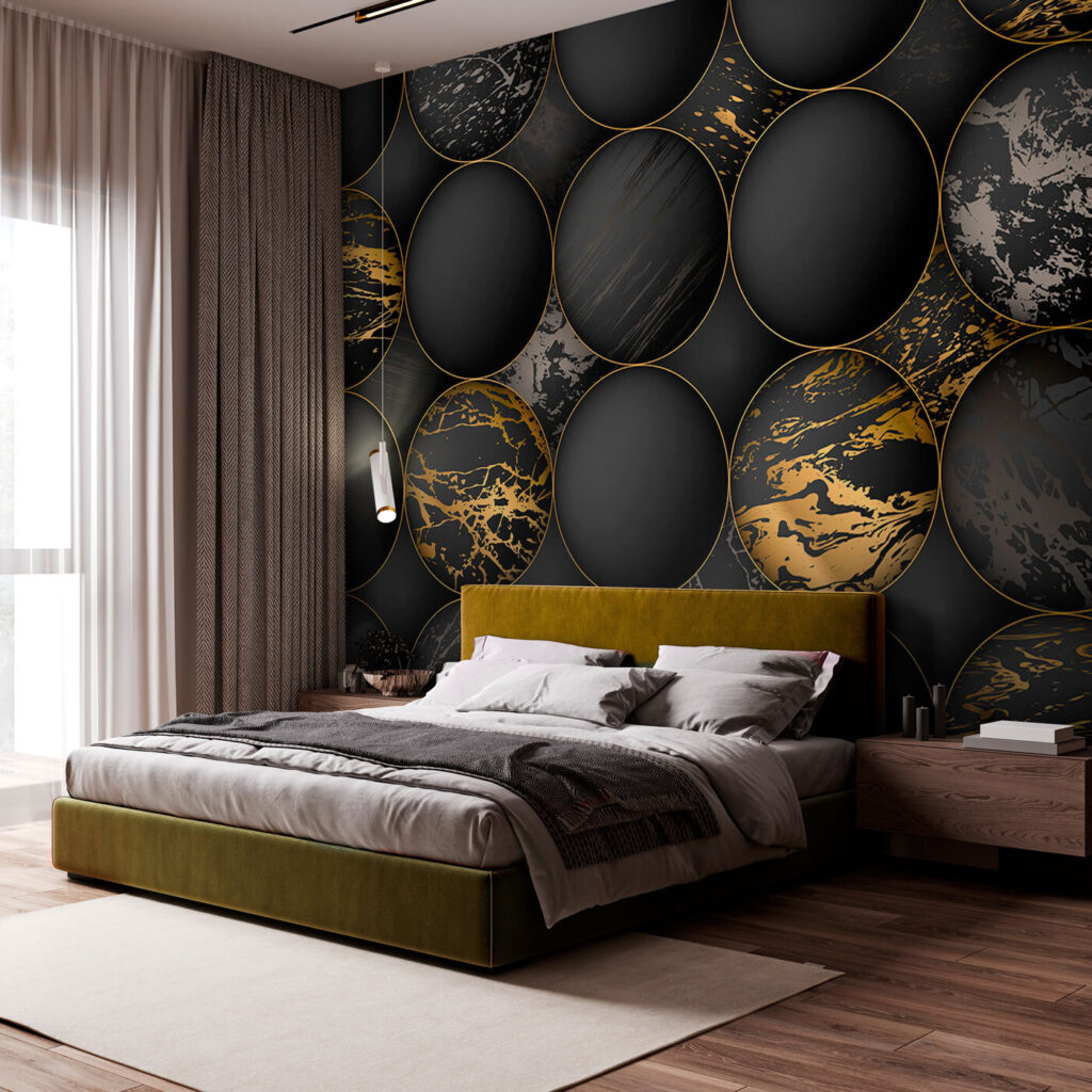 Dark circles, gold veins — interior 1