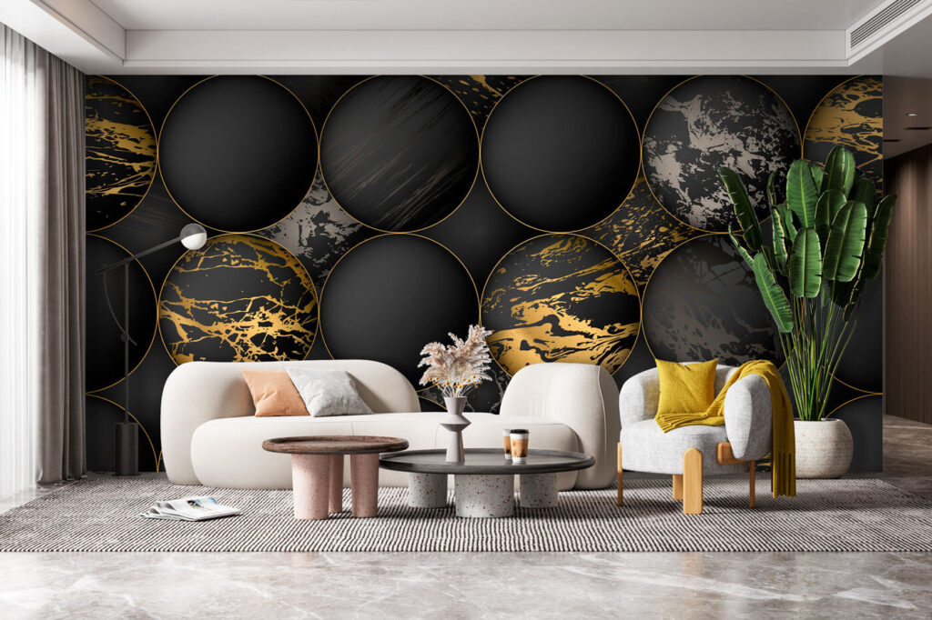 Dark circles, gold veins — interior 3