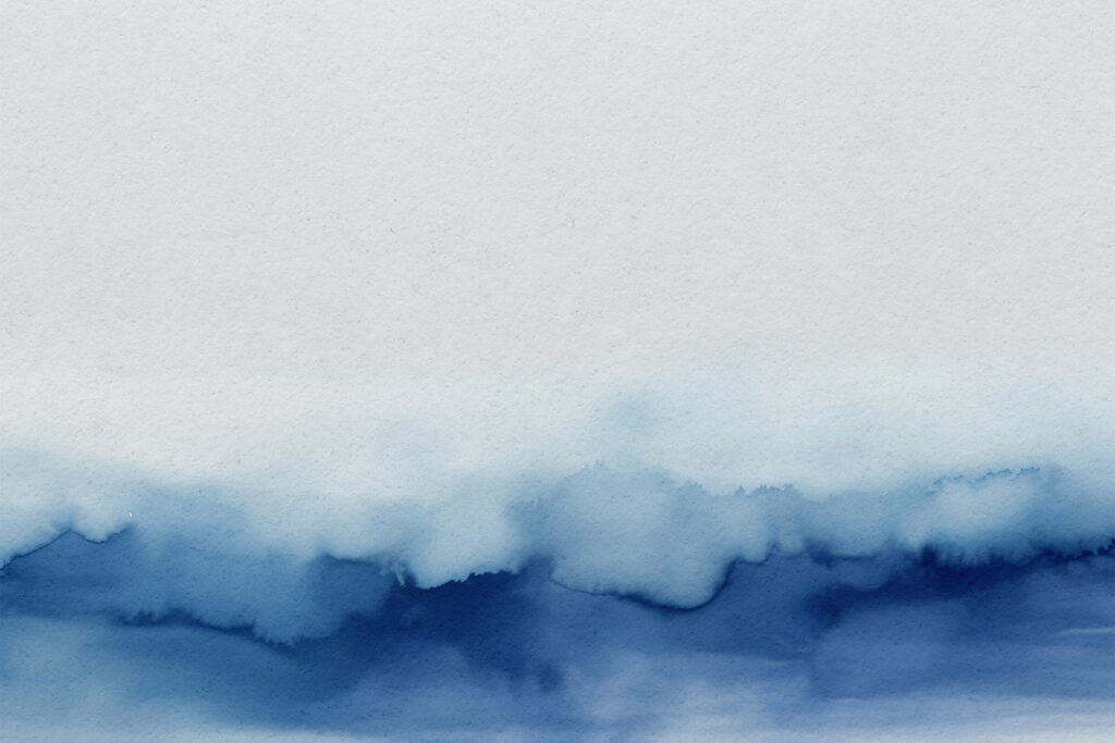 Blue watercolour below — full design