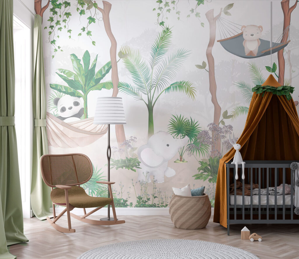 Animals resting in hammocks — interior 2