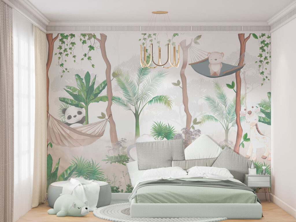 Animals resting in hammocks — interior 1