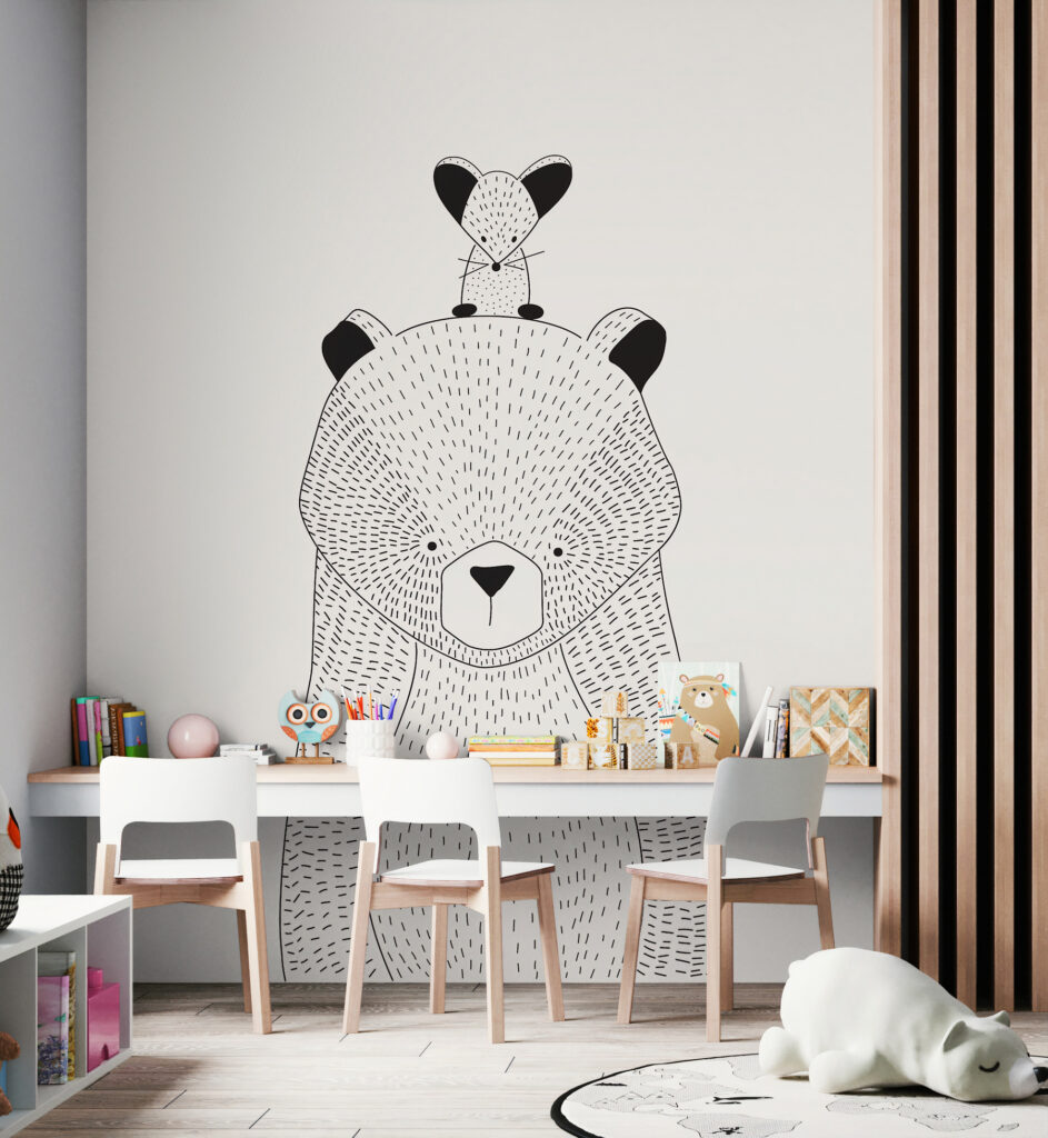 Bear and Little Friend in an interior