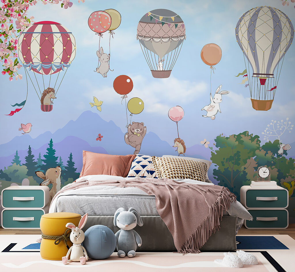 Animal balloons over flowers — interior 3