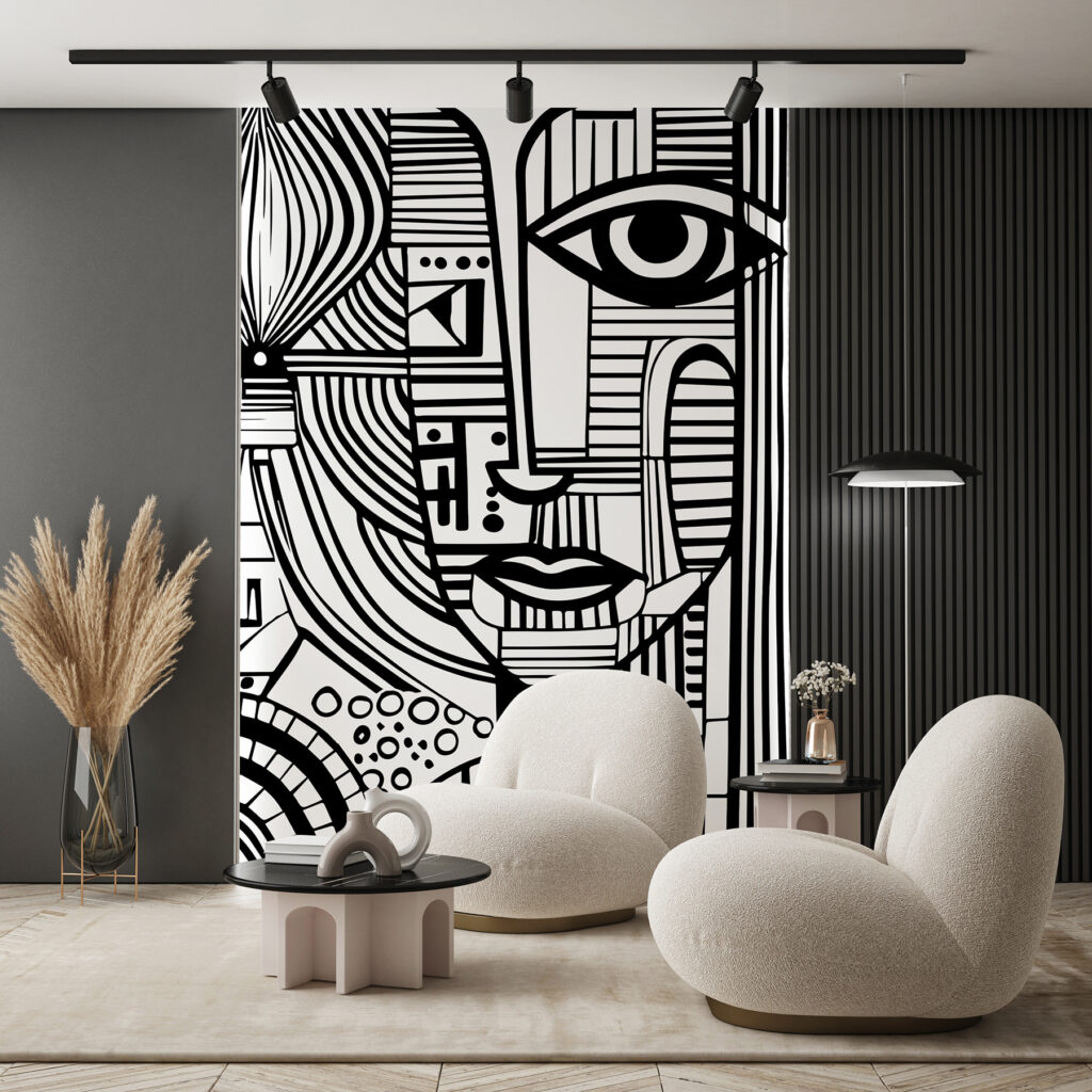 Face in Lines in an interior