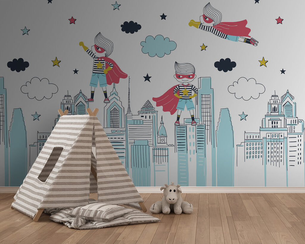 Superheroes above the city — interior 2