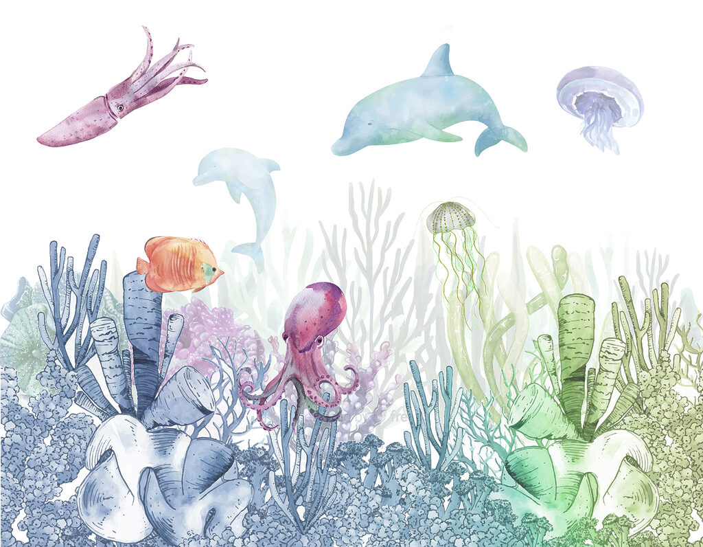 Underwater friends — full design