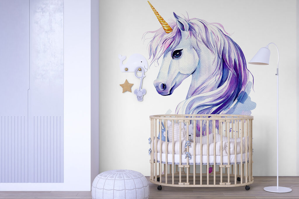 Unicorn in purple watercolour — interior 2