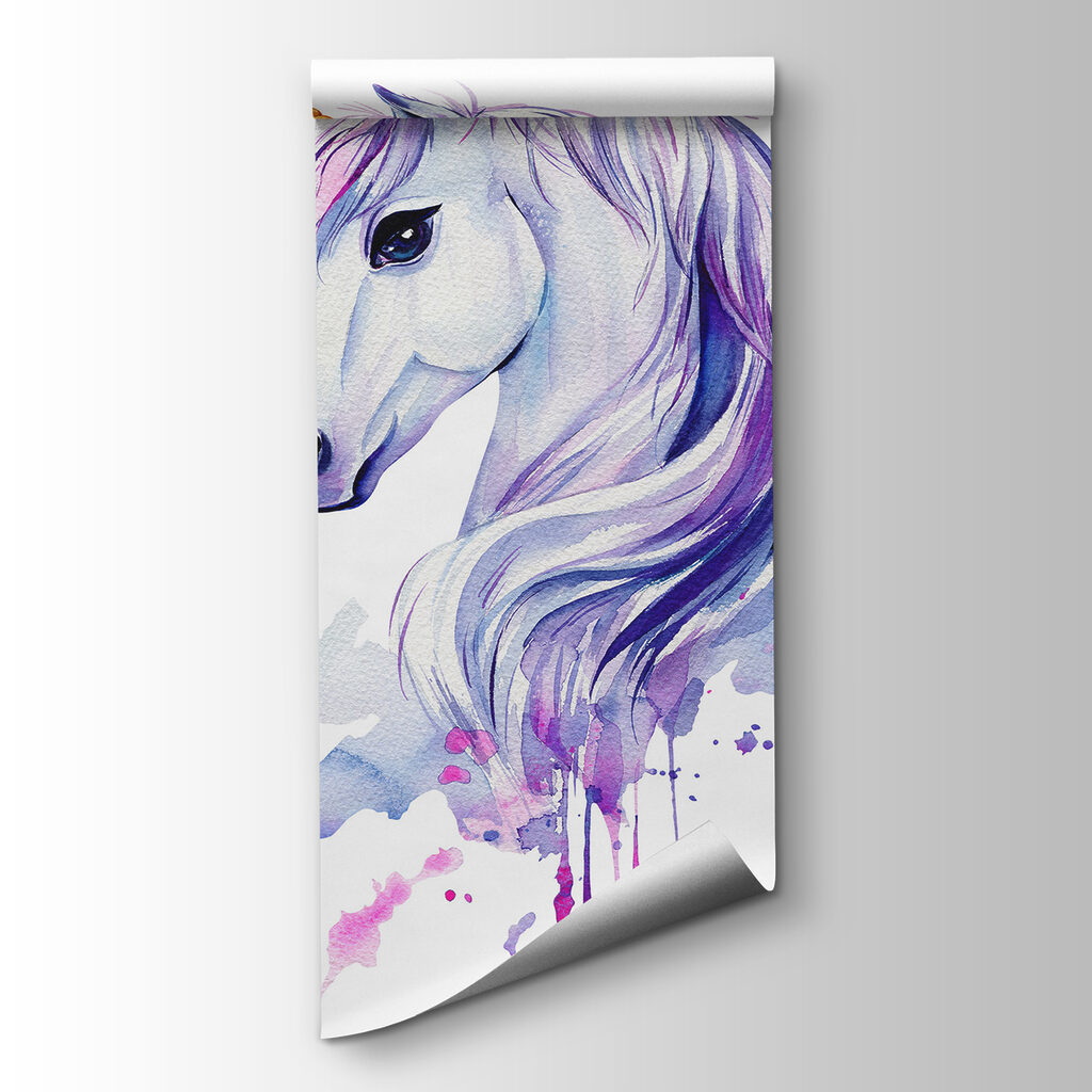 Unicorn in purple watercolour — product view