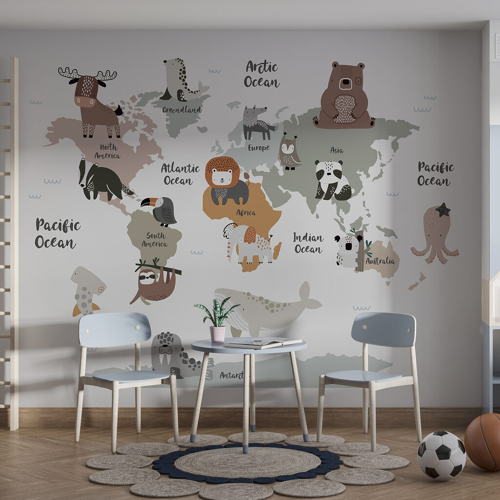 Animals on world map — interior 1