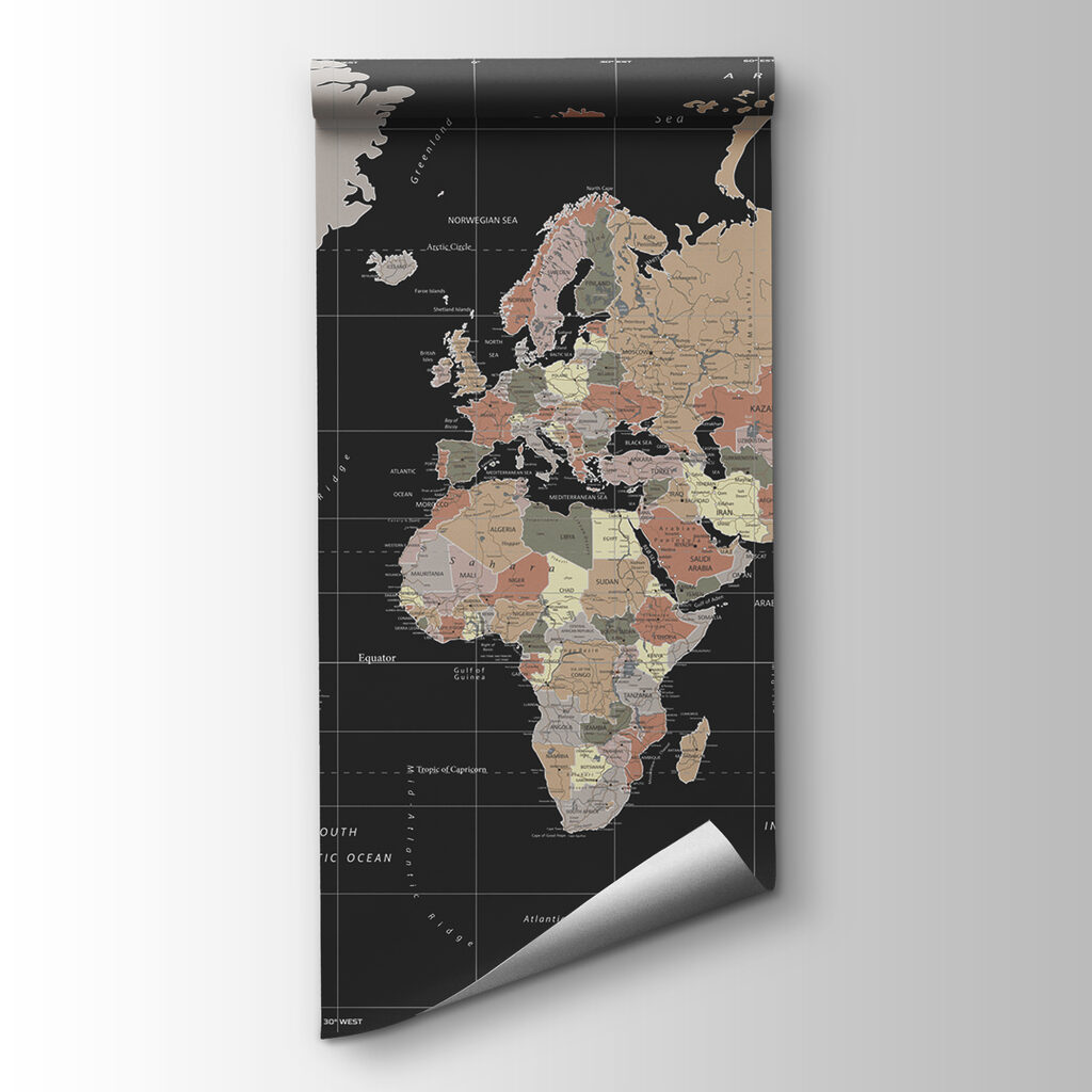 World map on anthracite — product view