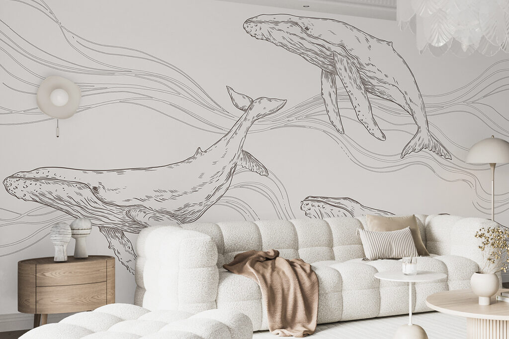 Three whales among waves — interior 1