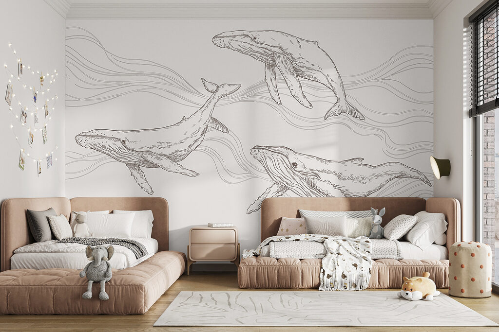 Three whales among waves — interior 2