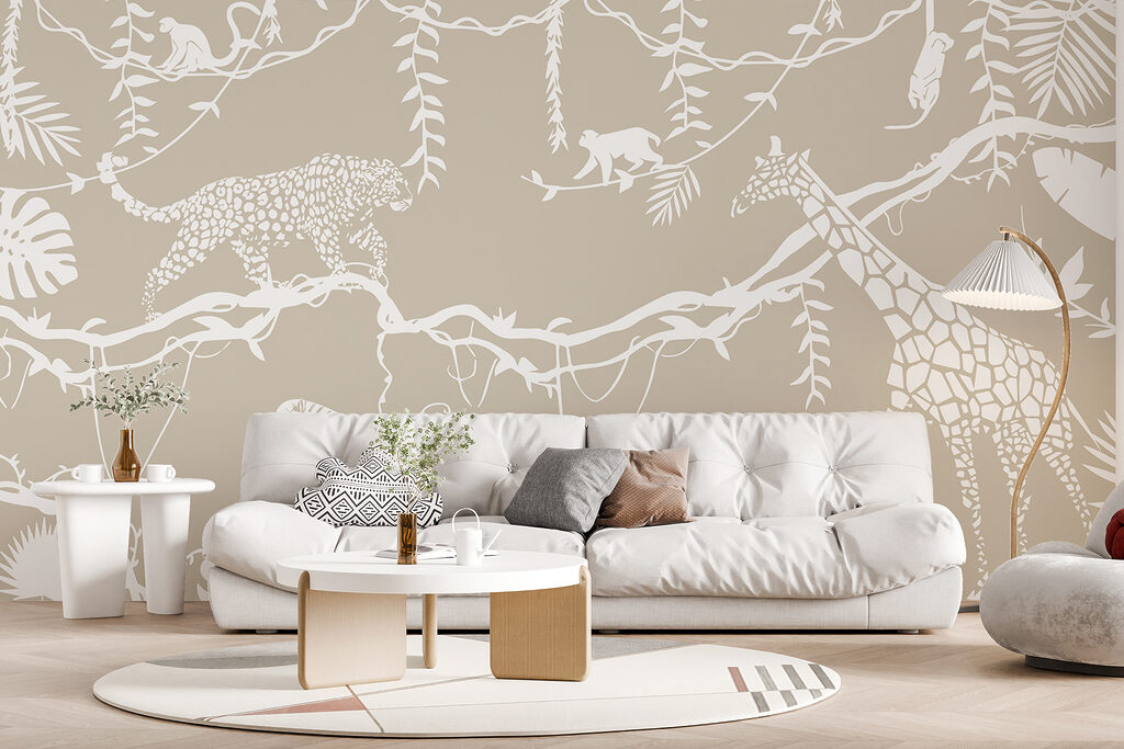 Animals in white outline — interior 1