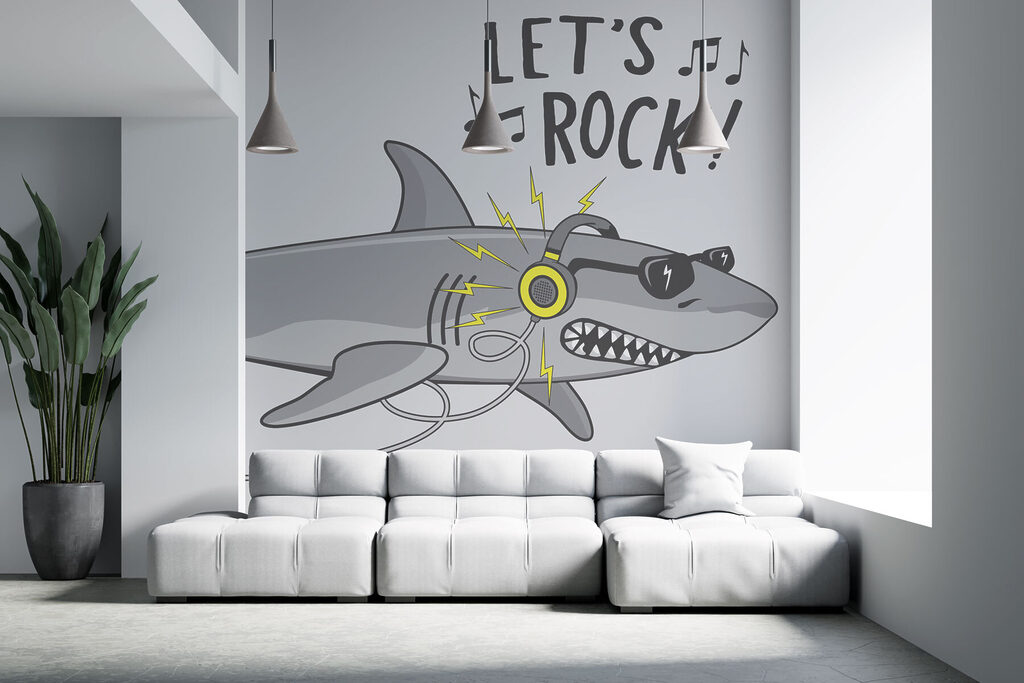 Shark with headphones — interior 1
