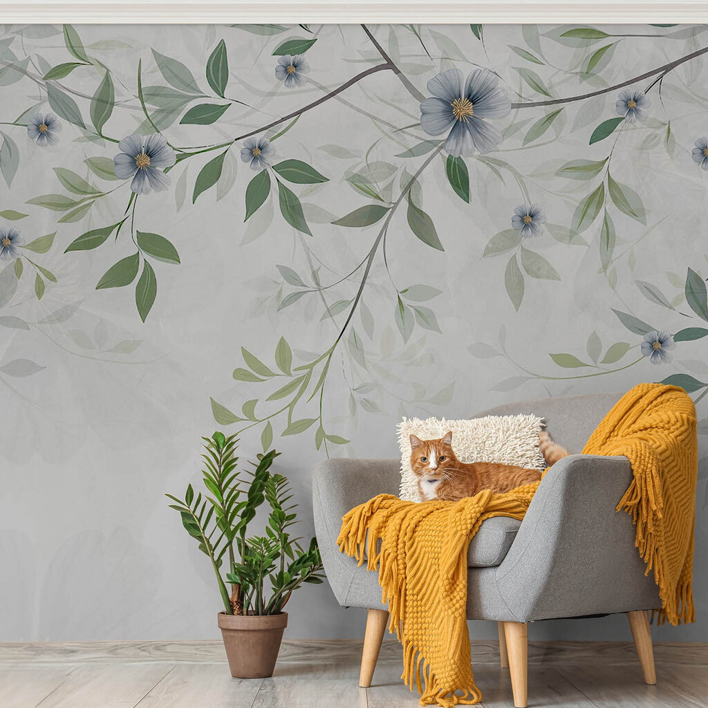 Blue flowers on twigs — interior 3