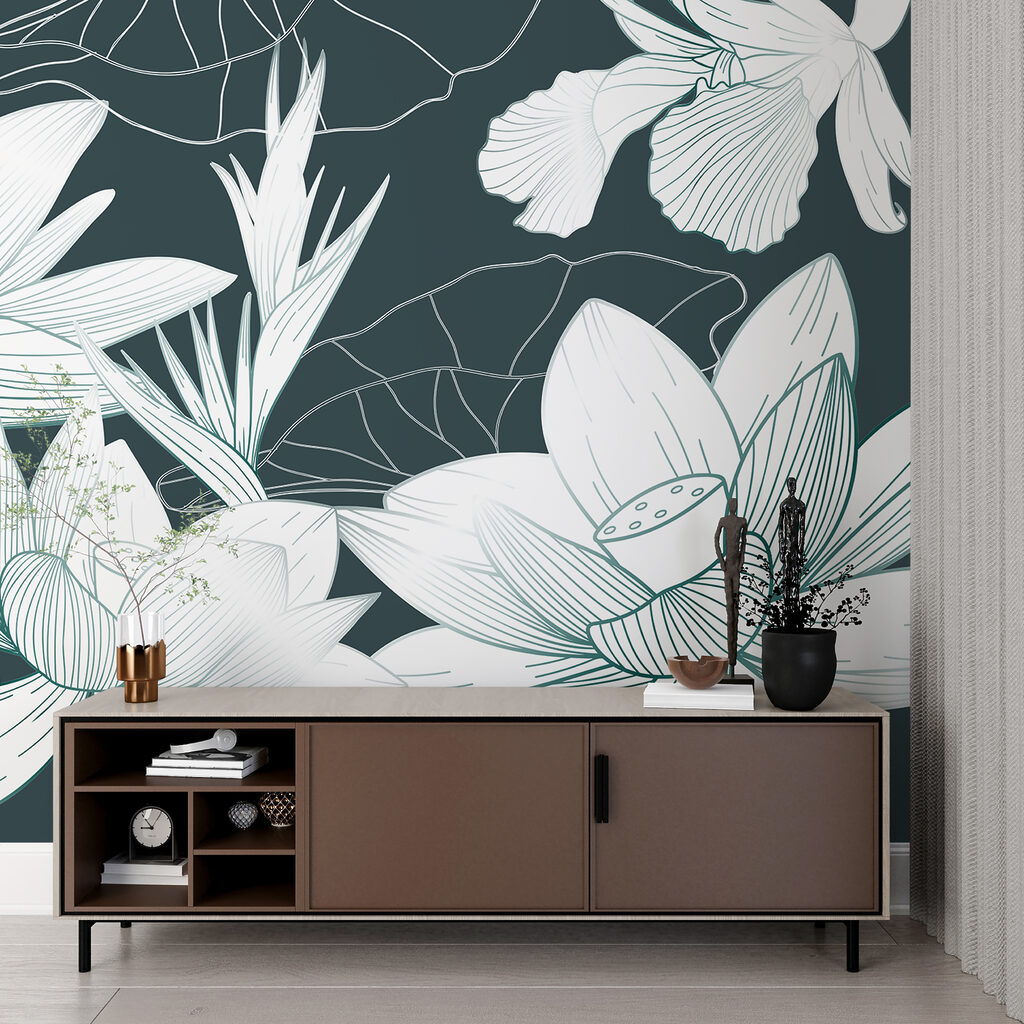 Flowers in line drawing — interior 2