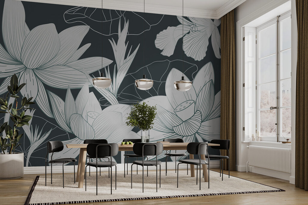 Flowers in line drawing — interior 1