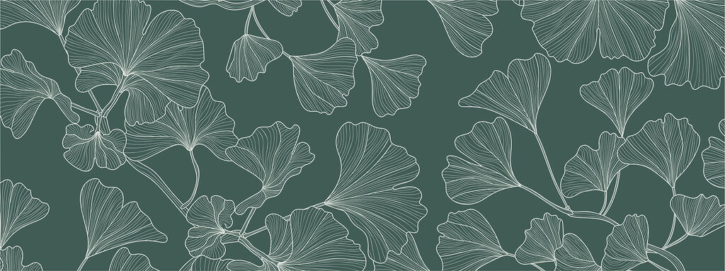Fan leaves in outline — full design