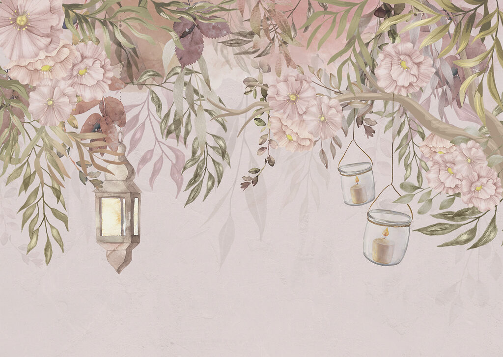 Lantern among hanging branches — full design