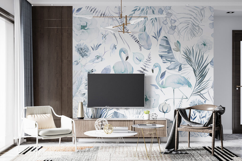 Botanical Bird Pattern in an interior